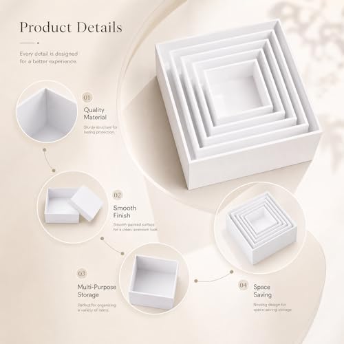 Zonon 6 Pcs Metal Buffet Risers, 4.9 Inches to 9.8 Inches Dessert Table Display Set, White Food Risers for Buffet, Metal Display Stands for Wedding Bridal Birthday Party Supplies - Image 3
