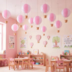 12 Sets 12" Hanging Hot Air Balloon Decortion, Pink by Unknown