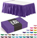 Exquisite Purple Table Skirt 48 Pack - Disposable Plastic Table Skirts for Rectangle Tables 6ft 8ft & Round Tables - 29in x 14ft Self-Adhesive Strip - Birthday Wedding Gender Reveal Decor by Exquisite