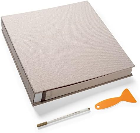 Super Large Photo Album Self Adhesive Scrapbook for 4×6 5×7 8×10 10×12 or Bigger Pictures DIY Magnetic Beige DIY Linen Cover Album 80 Sheets/160 Pages by HoneyTolly