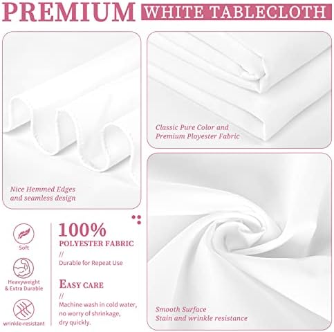 Showgeous 90x132 Inch White Rectangle Tablecloth 10 Pack Fit 8FT Table - Image 4