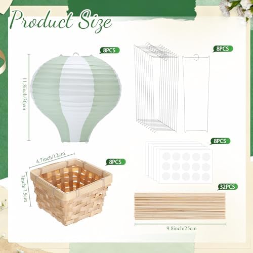 Meooeck 8 Sets Sage Green Hot Air Balloon Table Centerpieces Decor - Image 2
