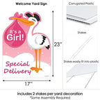 Big Dot of Happiness Girl Special Delivery - Baby Shower Decorations - Pink It's A Girl Stork Baby Announcement & Welcome Yard Sign - Image 7