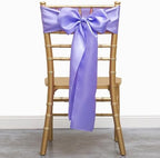 50 Pack Satin Lavender Chair Sashes for Wedding Birthday Graduation Baby Shower Party Hotel Meeting Decorations, Lavender Chair Bows for Banquet Chairs Folding Chairs Decor - Image 5