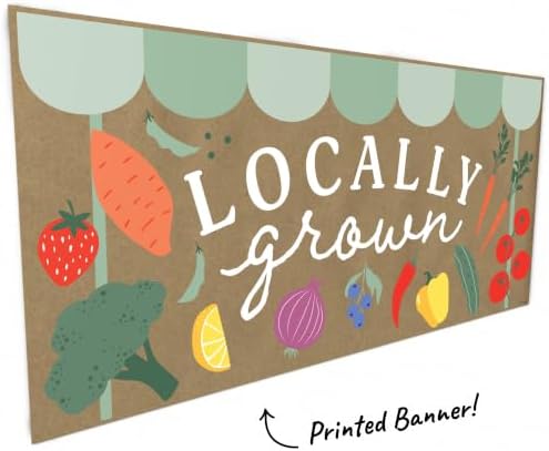 Big Dot of Happiness Locally Grown Kraft Paper Banner, Farmers Market Baby Shower Party Welcome Banner, Printed Brown Paper Party Sign Decoration – 1 Count - Image 4