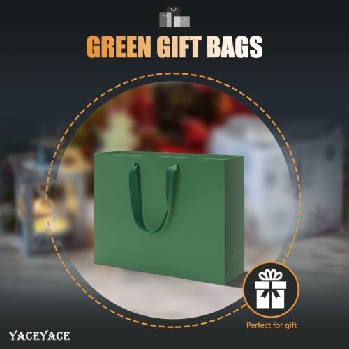 YACEYACE Green Gift Bags Bulk, 20 Pack Green Gift Bags with Handles - Image 3