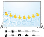 Rubber Duck Photo Backdrop Duck Baby Shower Backdrop Yellow Rubber Ducky Bubbles Photography Background Children Kids Newborn Birthday Party Decoration Banner Vinyl Photoshoot Props 15x10ft - Image 3