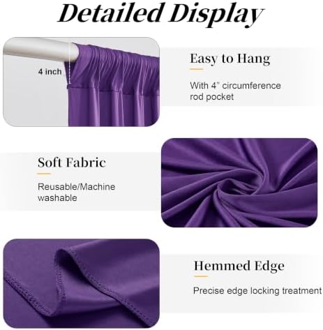 15ft x 10ft Purple Backdrop Curtains, Wrinkle Free Drapes Back Drop Cloth - Image 3