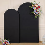 Black Arch Backdrop Cover for Wedding, Set of 2 Stretchy Spandex Fitted Arch Stand Cover for Baby Shower, Birthday Party Decor, Chiara Backdrop Cover with Double-Sided Design(7.2FT 6FT, Black) - Image 6
