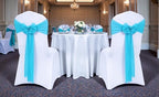 MDS Pack of 75 Chiffon Chair Sashes for Wedding & Event Décor - Turquoise - Image 2