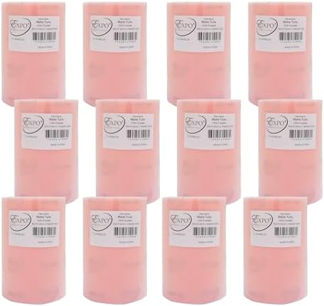Expo International Decorative Matte Tulle, Roll/Spool of 6” X 100 Yards, Lightweight Polyester Tulle Fabric for Tutus, Costumes, and Party Decorations, Washable, Easy-to-Use, Pack of 12, Blush Pink by ExpoInternational