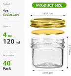 40 Pack 4 oz Mason Jars with Golden Lids and Bands - Image 2