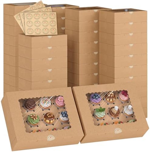 50 PCS 12 Count Cupcake Boxes, Cupcake Containers with Window by EffiQ-Rate
