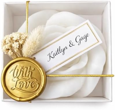 Scented White Rose Candles – Personalized Wedding Favor Candles, Bridal & Baby Shower Gifts with Dried Flowers, Wax Seal Gift Box (Bulk 10–100) - Image 6