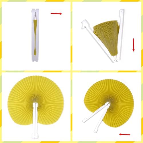 20 Pieces Yellow Round Paper Fans - Image 6