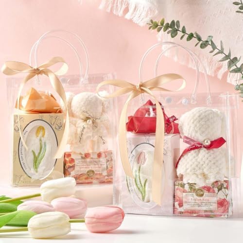 Mauproy Clear Plastic Gift Bags with Handles, 7.9 x 7.9 x 3.2 Inch, 50 Pack - Image 4