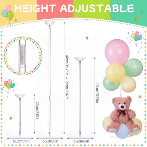 Mifoci Adjustable 23.6 Inch 8 Pack Clear Acrylic Balloon Stands for Table - Image 2