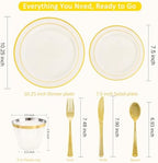 WELLIFE 350PCS Ivory Plastic Plates for 50 Guests -Thanksgiving Plates,Thanksgiving Decorations,Disposable Plate for Party and Wedding - Image 2