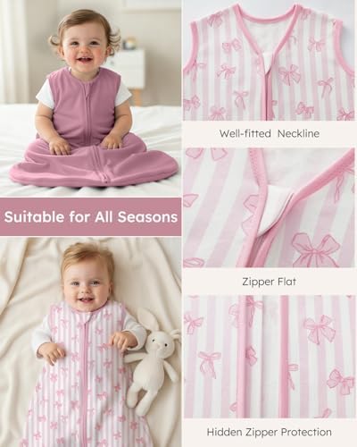 Yoofoss Baby Sleep Sack 18-24 Month 0.5TOG 100% Organic Cotton 2-Way Zipper - Image 4