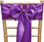 Pack of 50 Satin Purple Chair Sashes Bows 7 X 108 Inch Universal Chair Ribbons Ties for Wedding Ceremony Party Birthday Anniversary Engagement Banquet Outdoor Event Decorations - Image 6