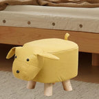Children's Animal Footstool, Yellow Dog Ottoman with Wooden Legs, 11.8 x 9.8 x 9.8 in Non-Slip Stool for Entryway and Bedroom - Image 4
