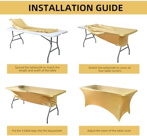 2-Pack 8ft Spandex Table Covers for Rectangle Folding Tables - Washable Elastic Tablecloth - Ultimate Fitted Table Protector for Birthday Parties, Trade Shows, Banquet - Image 5