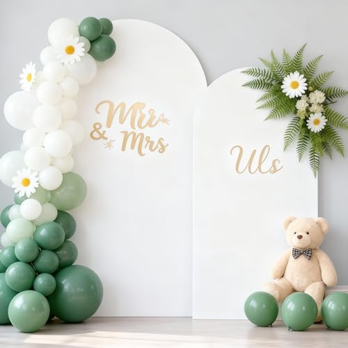 White Arch Backdrop Cover 2 Set - 7.2FT, 6FT Spandex Fitted Wedding Arch Stand Covers Round Top Chiara Arch Backdrop Stands Cover for Parties Birthday Banquet Photo Background Decoration by WishCare
