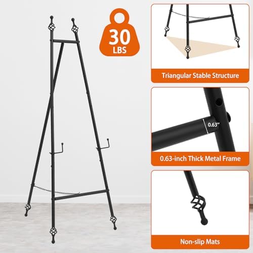 Heavy Duty Large Easel Stand for Mirror Display Wedding Sign(Black 47'') - Image 3