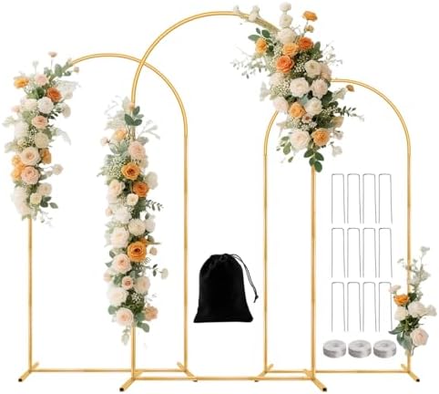 3 Pack Metal Arch Backdrop Stand(7.2 ft, 6.6 ft, 6 ft) Balloon Arbor Frame by Nisoger