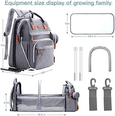 ISMGN Diaper Bag Backpack with Changing Station, Baby Bag for Mom, Grey - Image 6