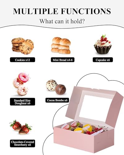 COTOPHER 30Pcs Cookie Boxes with Ribbons, 9x6x3 Inch Pink Bakery Boxes - Image 5