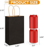 XPCARE Black Paper Bags with Handles, 200Pcs 5.25x3.25x8.25'' Kraft Bags - Image 2