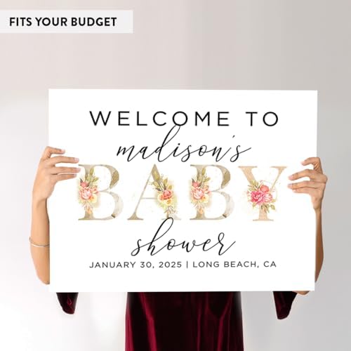 Andaz Press Personalized Large Canvas Baby Shower Welcome Sign, 16 x 20 Inches, Floral Baby, Guestbook Alternative, Custom Baby Shower Sign, for Floral Baby Shower, Baby Sprinkle - Image 6
