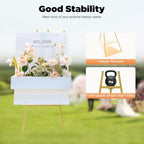 Wedding Welcome Sign Holder Portable Easel Display Stand for Poster Gold Metal Party Sign Stand Background Decor Tall Floor Easel Frame for Photo Reception Board Birthday Baby Bridal Shower Graduation - Image 6