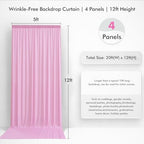 20x12ft Pastel Pink Backdrop Curtains for Wedding Party 4 Panel 5×12FT Tall - Image 4