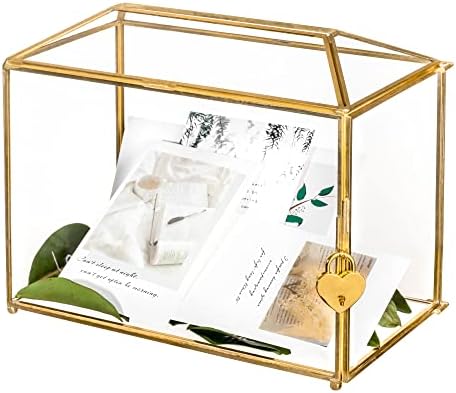 NCYP Small Glass Cards Box with Slot for Micro Wedding, 10.2" x 5.9" x 7.9" by NCYP