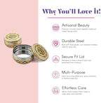 LOVENSPIRE Meenakari Stainless Steel Storage Box with Lid (400gm) Decorative Round Indian Food Container for Sweets, Kitchen Items & Return Gift Favors Pack of 4 - Image 2
