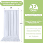 60x14FT Wrinkle Free White Backdrop Curtain for Wedding Parties 14foot Long - Image 2