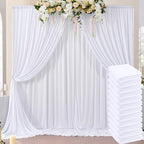 60ftx10ft Wrinkle Free White Backdrop Curtains for Parties, Silky Polyester Photo Backdrop Drapes 12 Panels 5x10ft Back Drop Cloth for Wedding Birthday Baby Shower Photography Background by ENJOYYOURPARTY