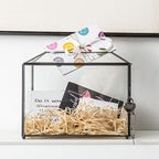 Wedding Glass Card Box with Slot and Lock, 10.2 x 6 x 8 Inch, Small Black Geometric Cards Holder for Birthdays Party Reception, Wishing Well - Slot Length 6.3'' (Glass Box Only) - Image 2