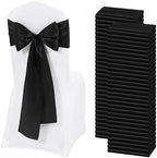 60 PCS Black Satin Chair Sashes, 7 x 108 Inch by REWOMC