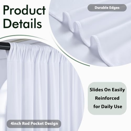 20×10 White Backdrop Curtains for Wedding Party Decorations Wrinkle Free - Image 5