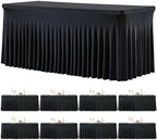 gogoparti 8 Pack Spandex Black Fitted Table Cloth for 6ft Rectangle Tables Black Stretch Tablecloth Table Covers Skirt Banquet Wrinkle Free Tablecloths for Parties Wedding by Gogoparti