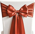 Terracotta Satin Chair Sashes Bows 50 Pack 7x108 Inches Chair Ribbons by SINSSOWL