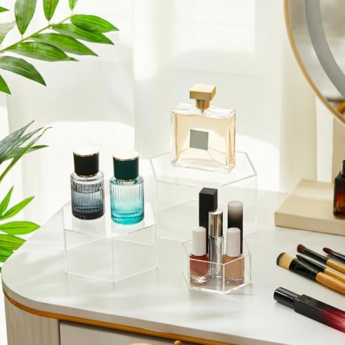 Jerify 6 Pcs Acrylic Riser Display Stands 5.91" 5.12" 3.54", Clear Hexagon - Image 5