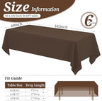 YMHPRIDE 6 Pack Brown Tablecloth 60 x102 inch Polyester Table Cloth for 6 Foot Rectangle Tables, Stain and Wrinkle Resistant Washable Fabric Polyester Table Covers for Wedding Party Banquet - Image 2