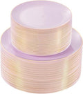 bUCLA 100PCS Purple Plastic Plates - Purple Lavender Disposable with Gold Rim - Include 50 Pieces 10inch Dinner & 50 Pieces 7inch Dessert Plates, Ideal for Party, Birthday & Spring by BUCLA
