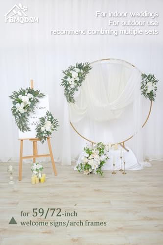 Wedding Welcome Signs Floral(Pack of 2)，Wedding Arch Flowers for Wedding Decorations and Reception Backdrop Decoration (New White) - Image 5