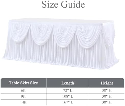 gogoparti White Ruffle Table Skirt for Rectangle Tables 14ft White Tutu Tablecloth for Wedding Birthday Party Bridal Banquet - Image 5