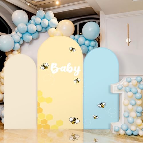 3 Pcs Baby Shower Arch Backdrop Cover Baby Shower Photo Background Decor - Image 3
